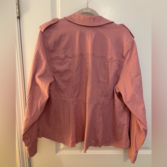 Torrid, pink canvas like button up jacket. Size 3 (22/24) - Picture 2 of 6